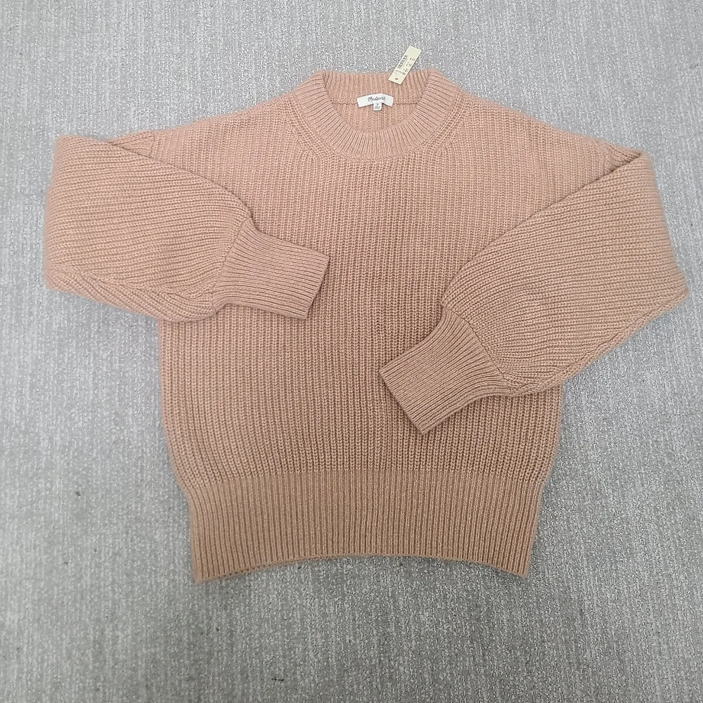 Madewell Balloon Sleeve Merino Wool Beige Sweater NWT - Picture 1 of 5